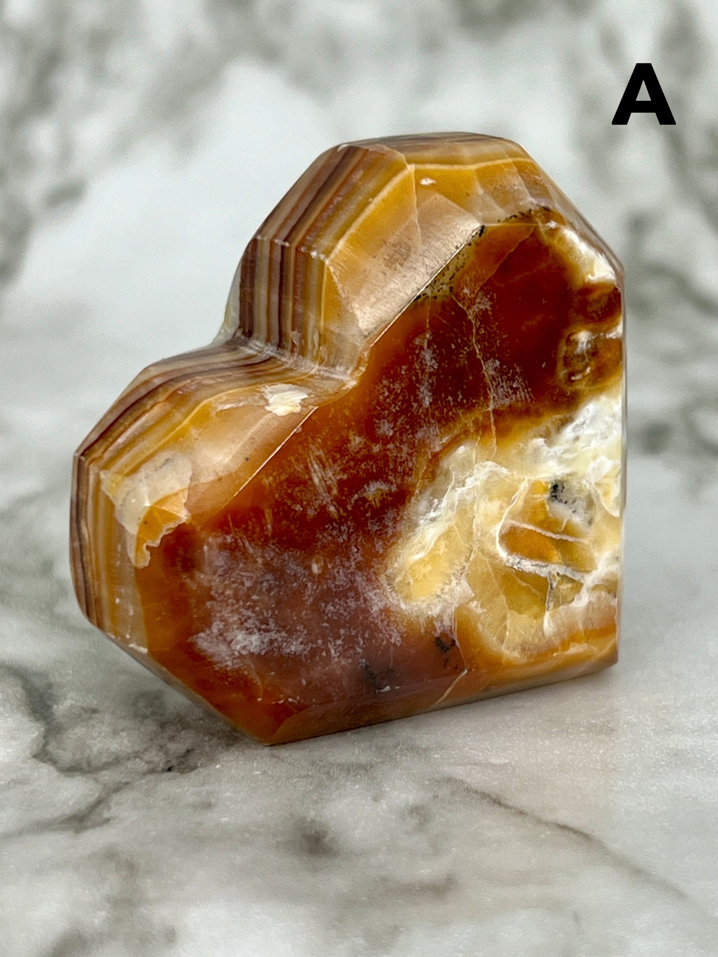 Brown Aragonite Faceted Heart