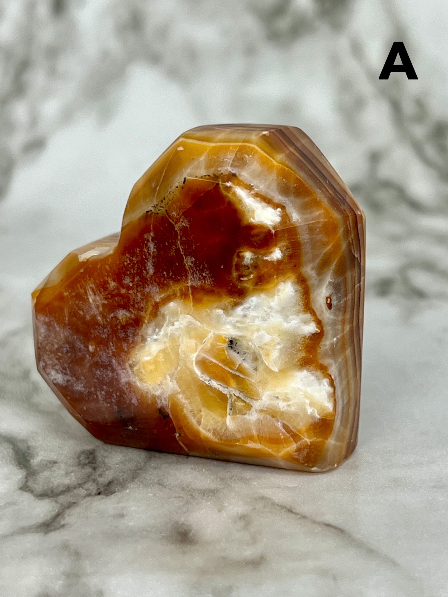 Brown Aragonite Faceted Heart