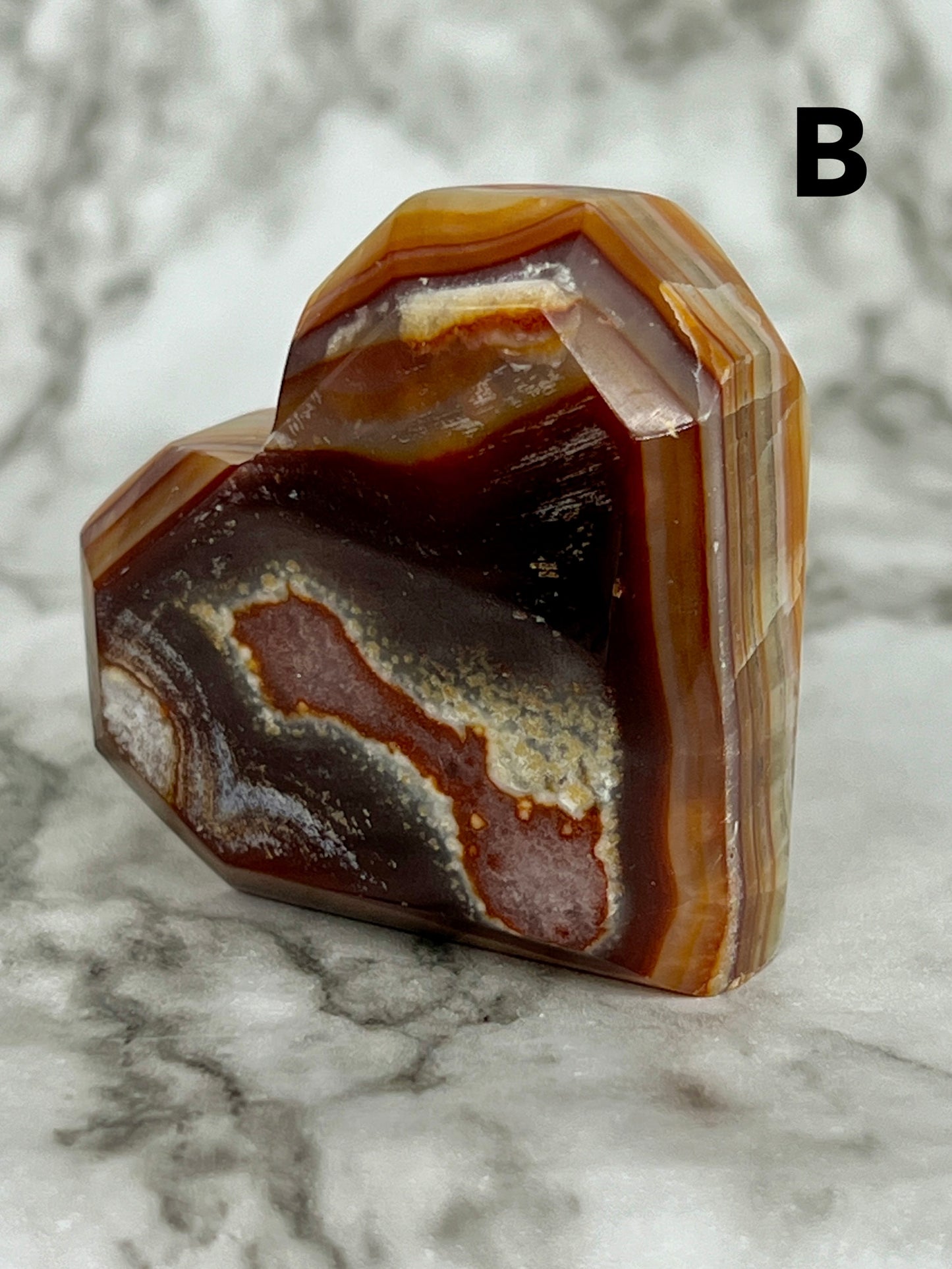 Brown Aragonite Faceted Heart