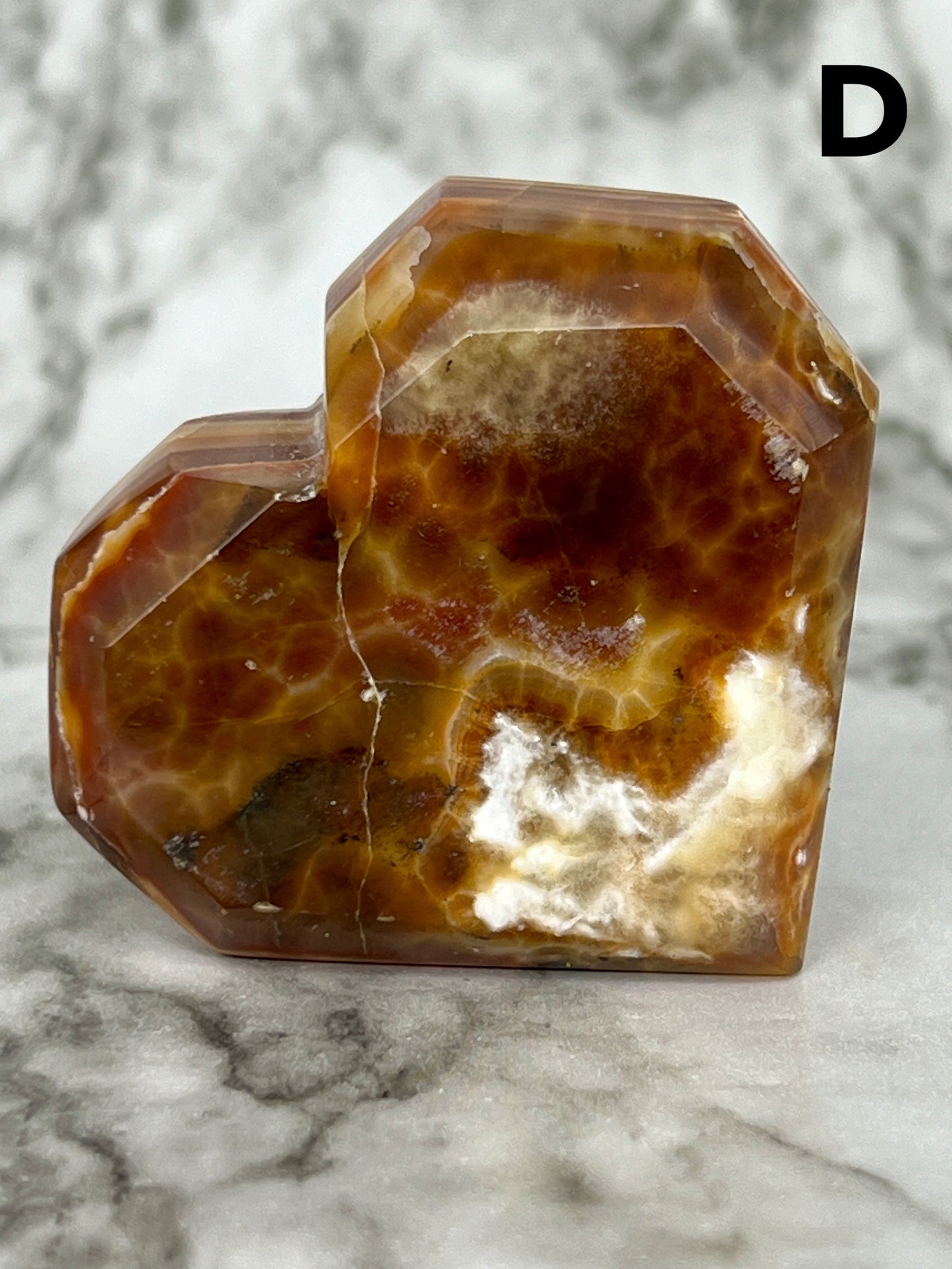 Brown Aragonite Faceted Heart