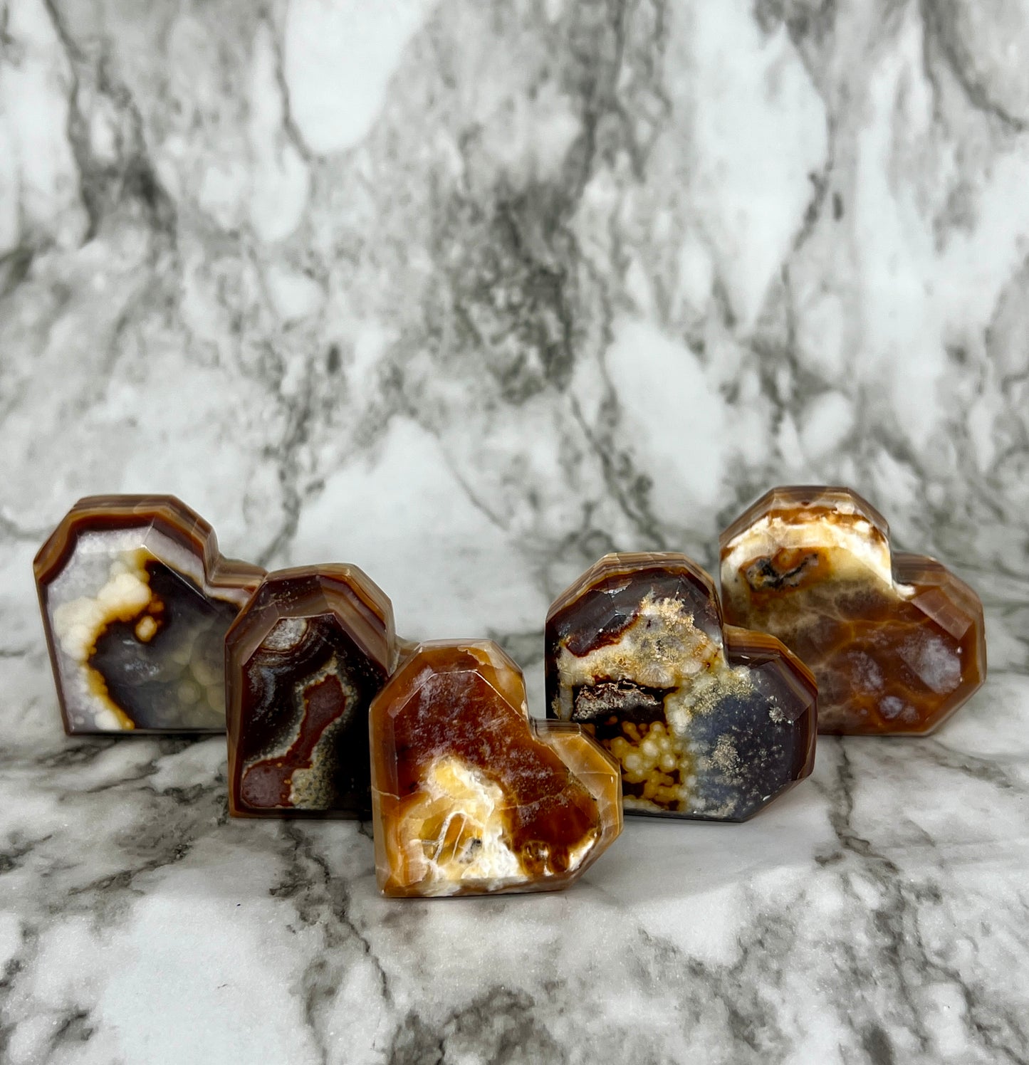 Brown Aragonite Faceted Heart