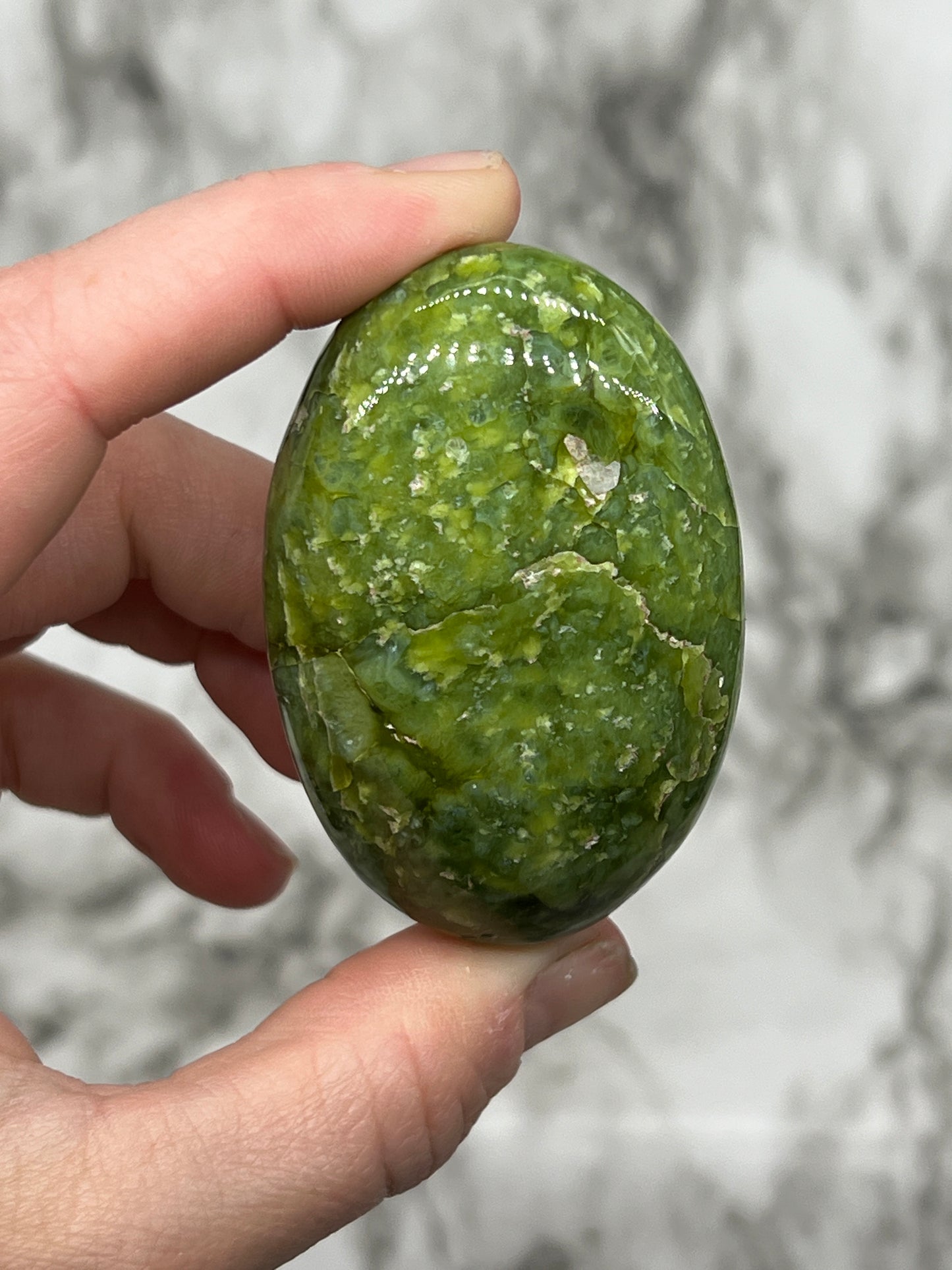 Green Grossular Garnet Palm Stone