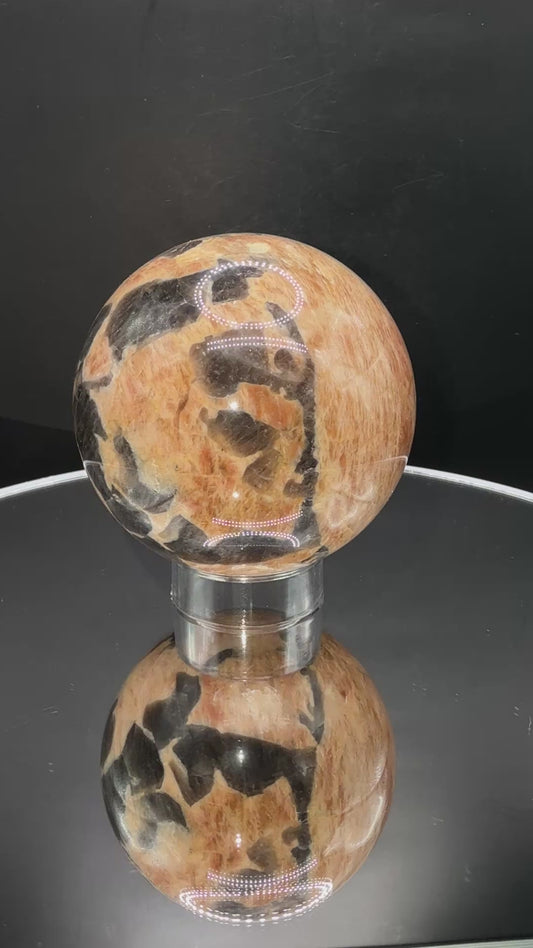 Orange Moonstone and Smokey Quartz Sphere