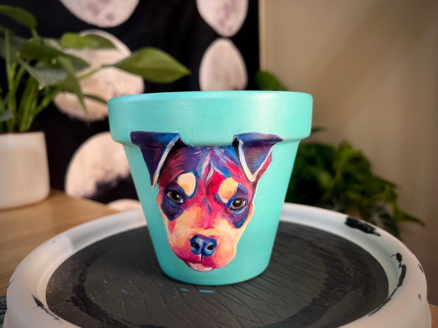 Custom Pet Portrait Hand-Painted Pot